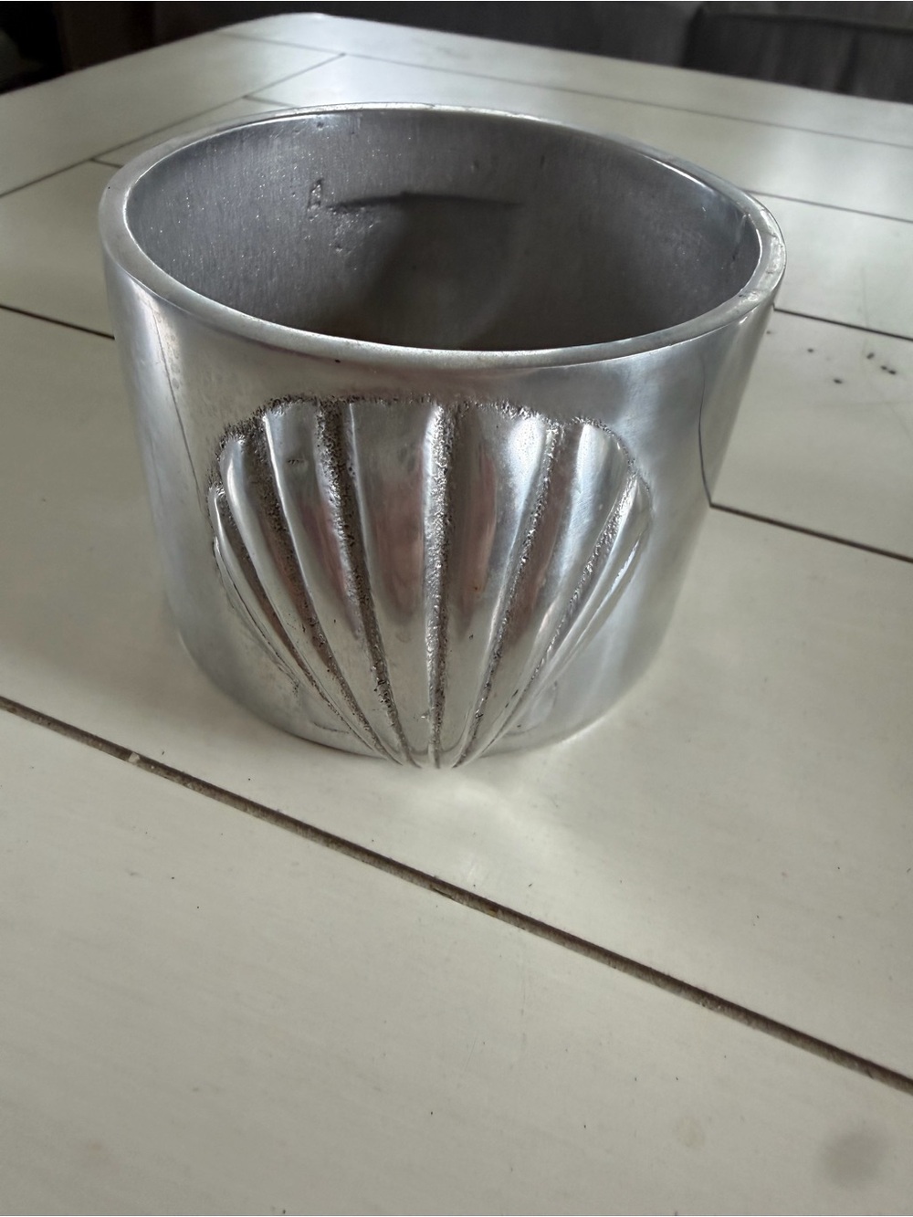 Silver Shell Accent wine / candle holder - coastal home accent - Mariposa brand